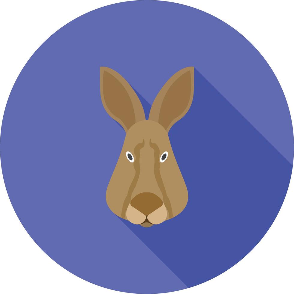 ícone de sombra longa plana de rosto de coelho vetor