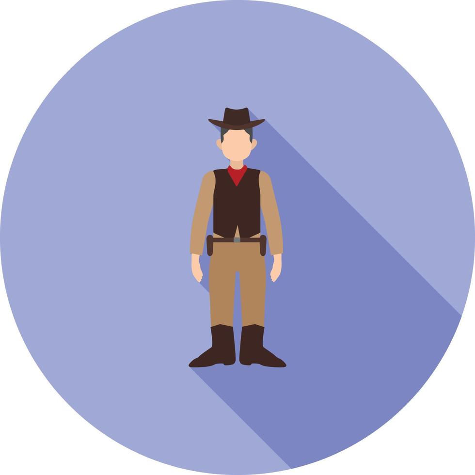 cowboy com ícone de sombra plana longa arma vetor
