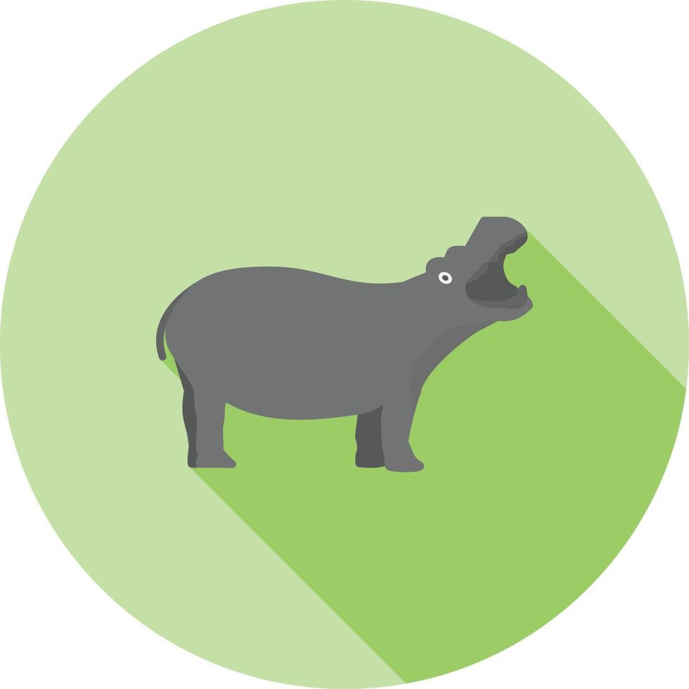 ícone de sombra longa plana de hipopótamo vetor