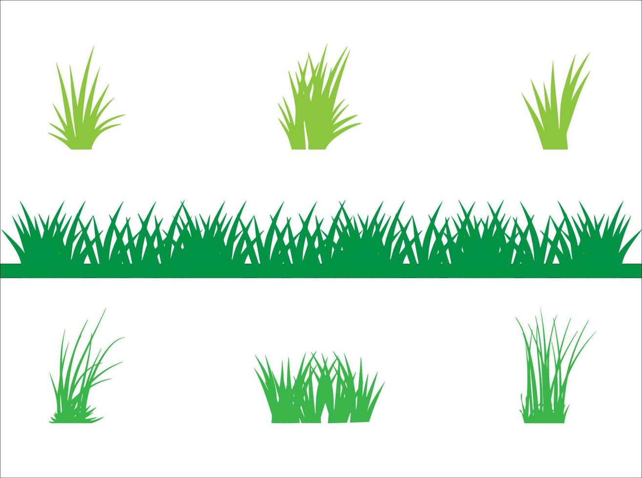 conjunto de ilustrações de grama verde sobre fundo branco vetor