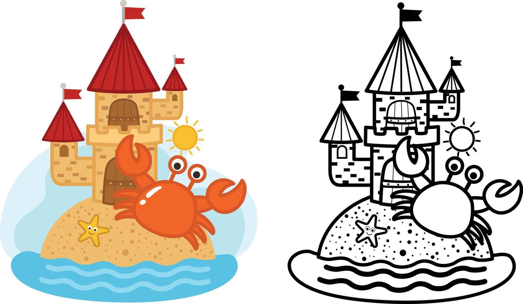 ilustração do vetor de caranguejo dos desenhos animados do livro para colorir educacional