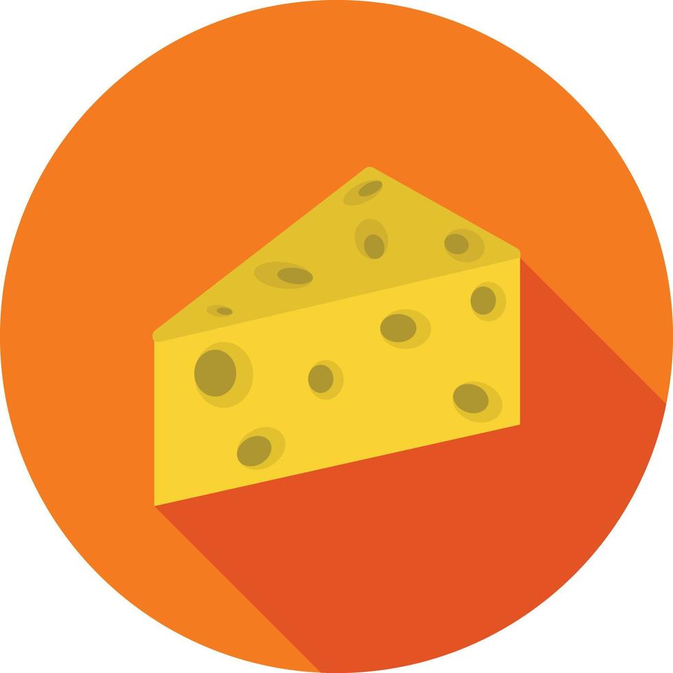 ícone de sombra longa plana de queijo vetor