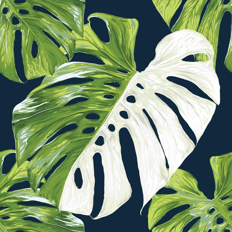 padrão sem emenda tropical com folha de monstera abstrato background.vector ilustração desenho à mão estilo aquarela seca. para design de impressão de padrão de tecido. vetor