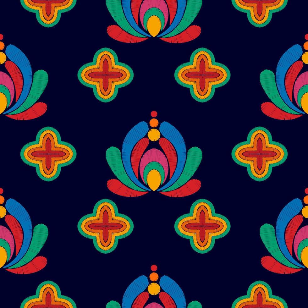 floral húngaro polonês moravian folk étnica sem costura padrão design. tecido asteca tapete boho mandalas têxtil decoração papel de parede. vetor de bordado tradicional de flor de motivo nativo tribal