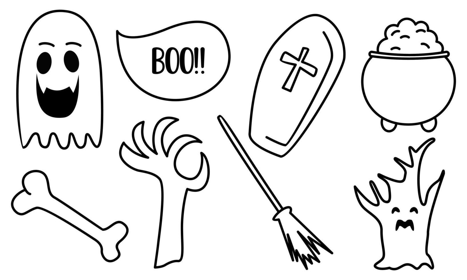 elementos gráficos para vetor de doodle de halloween. fundo de cartão de feliz dia das bruxas