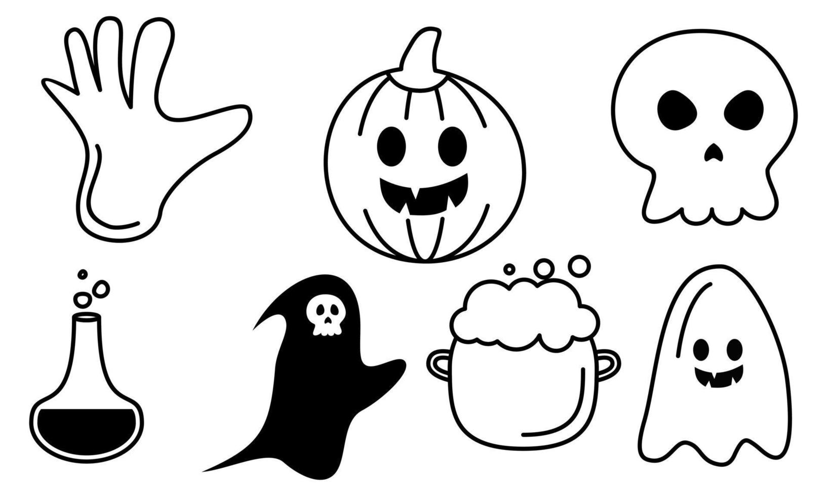 elementos gráficos para vetor de doodle de halloween. fundo de cartão de feliz dia das bruxas