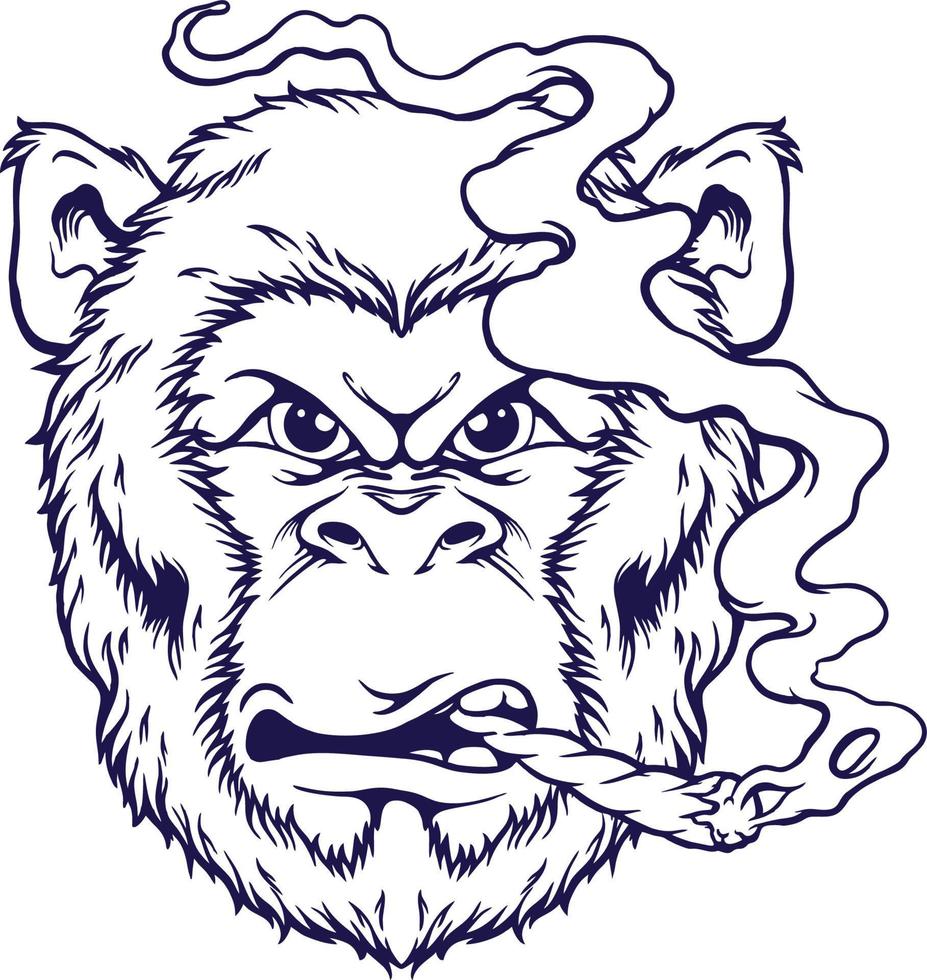 Monkey stoner cannabis esboço ilustrações vetoriais para o seu logotipo de trabalho, camiseta de mercadoria de mascote, adesivos e designs de etiquetas, pôster, cartões de saudação, empresa ou marcas de publicidade. vetor