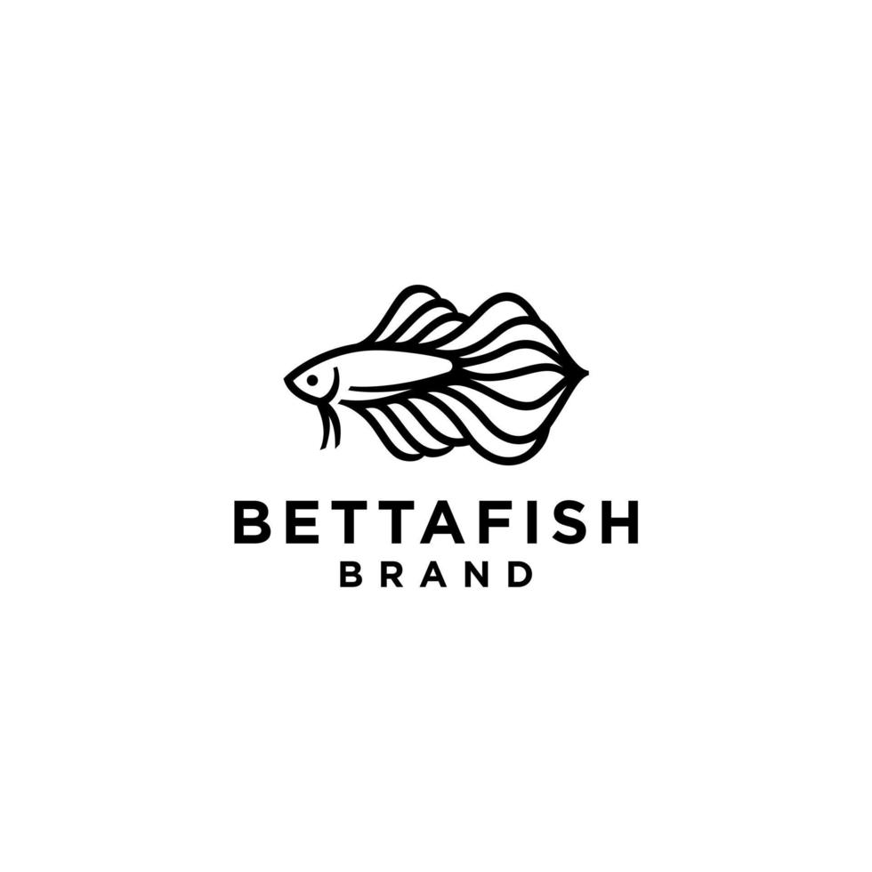 linha simples beleza betta peixe guppy logotipo ícone vetor de design no estilo de contorno minimalista na moda