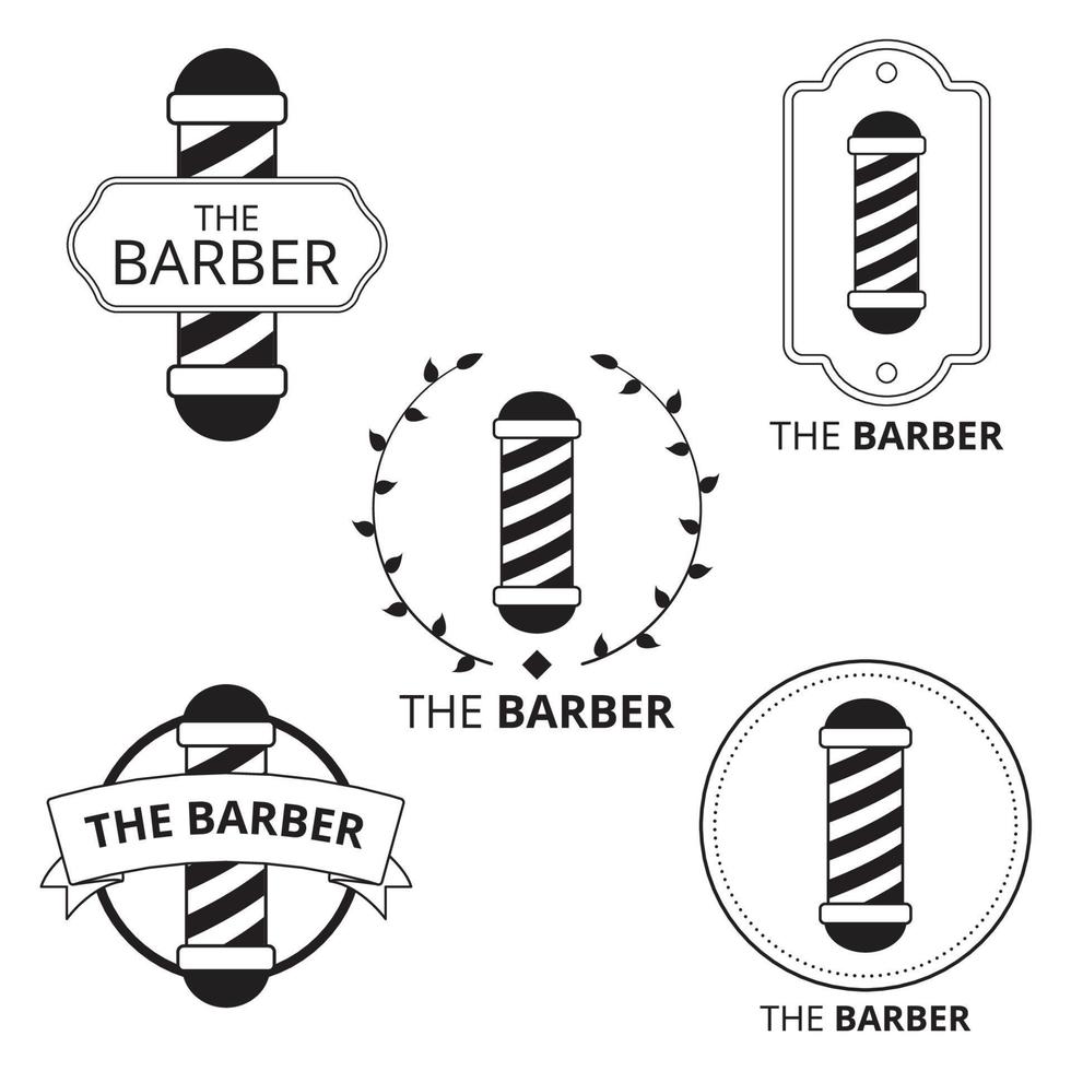 conjunto de vetor de modelo de logotipo de barbearia.