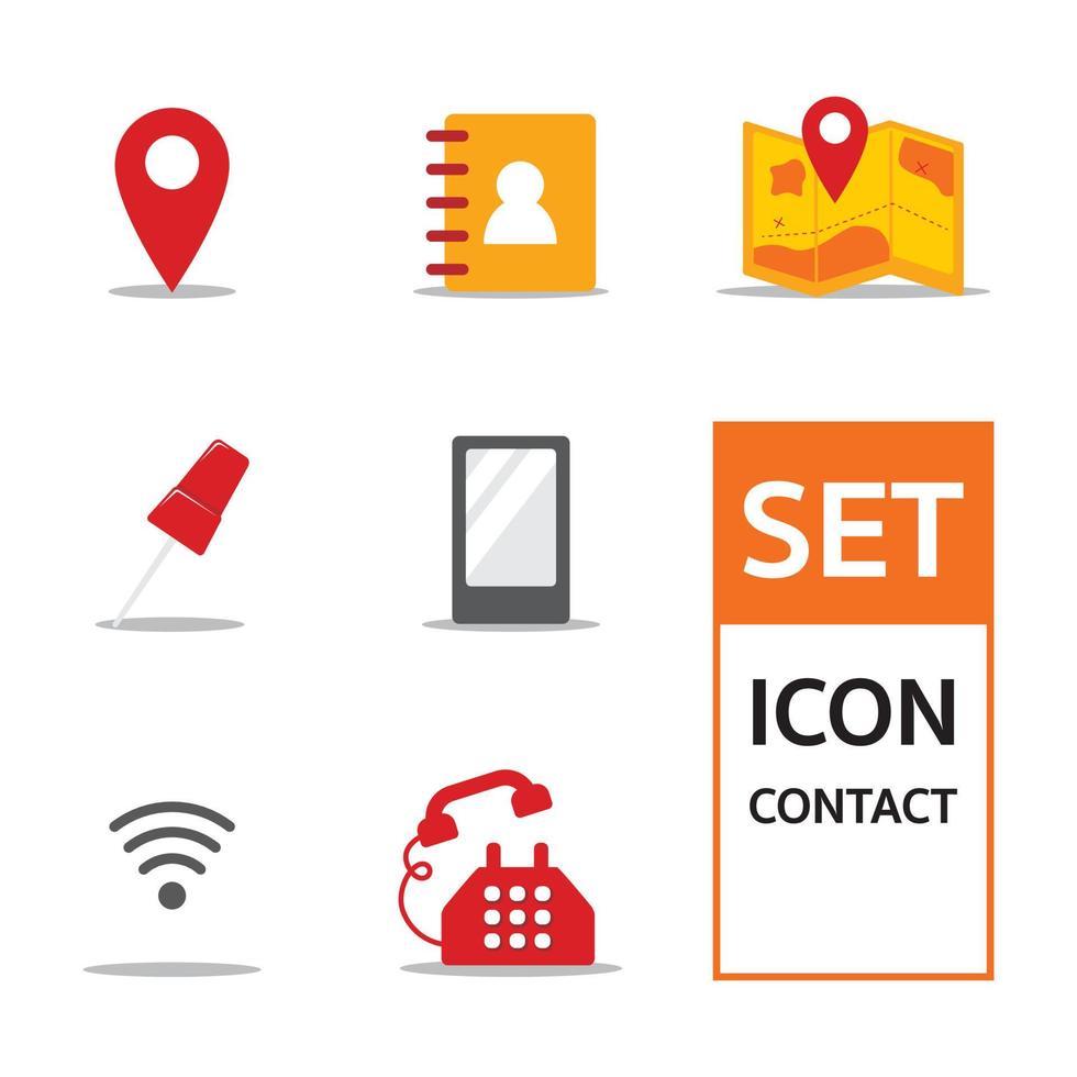 conjunto de ícone de contato. elemento de telefone, pin, mapa e muito mais. ilustração vetorial isolada no fundo branco vetor