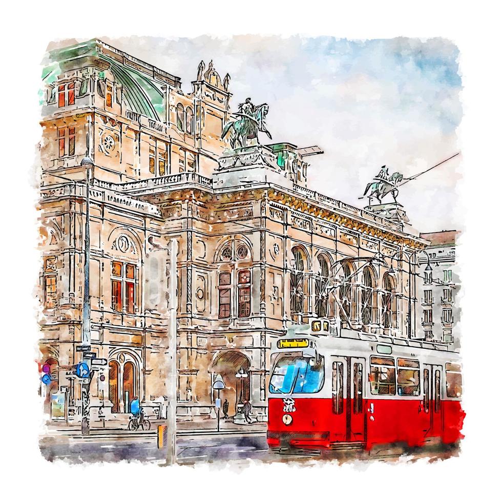 viena áustria esboço em aquarela ilustração desenhada à mão vetor