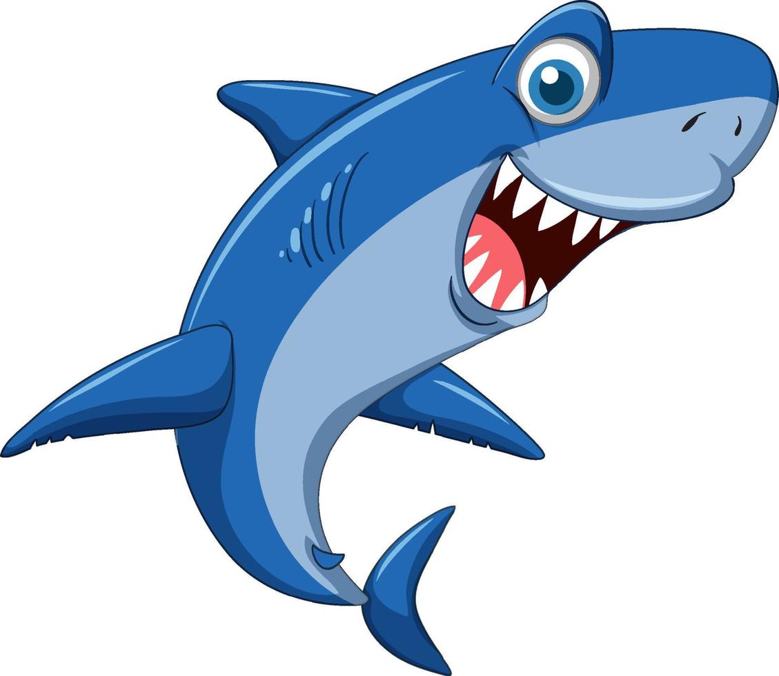 personagem de desenho animado de tubarão sorridente vetor