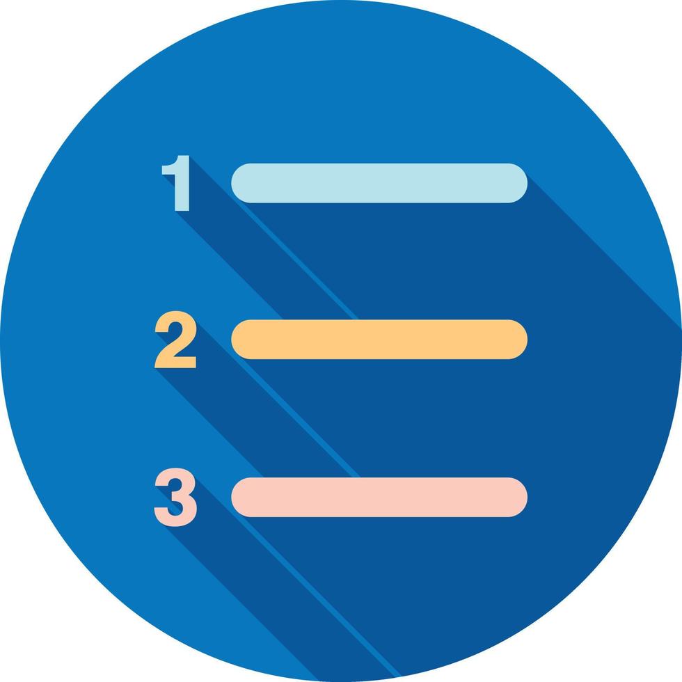 ícone de sombra longa plana de lista numerada vetor