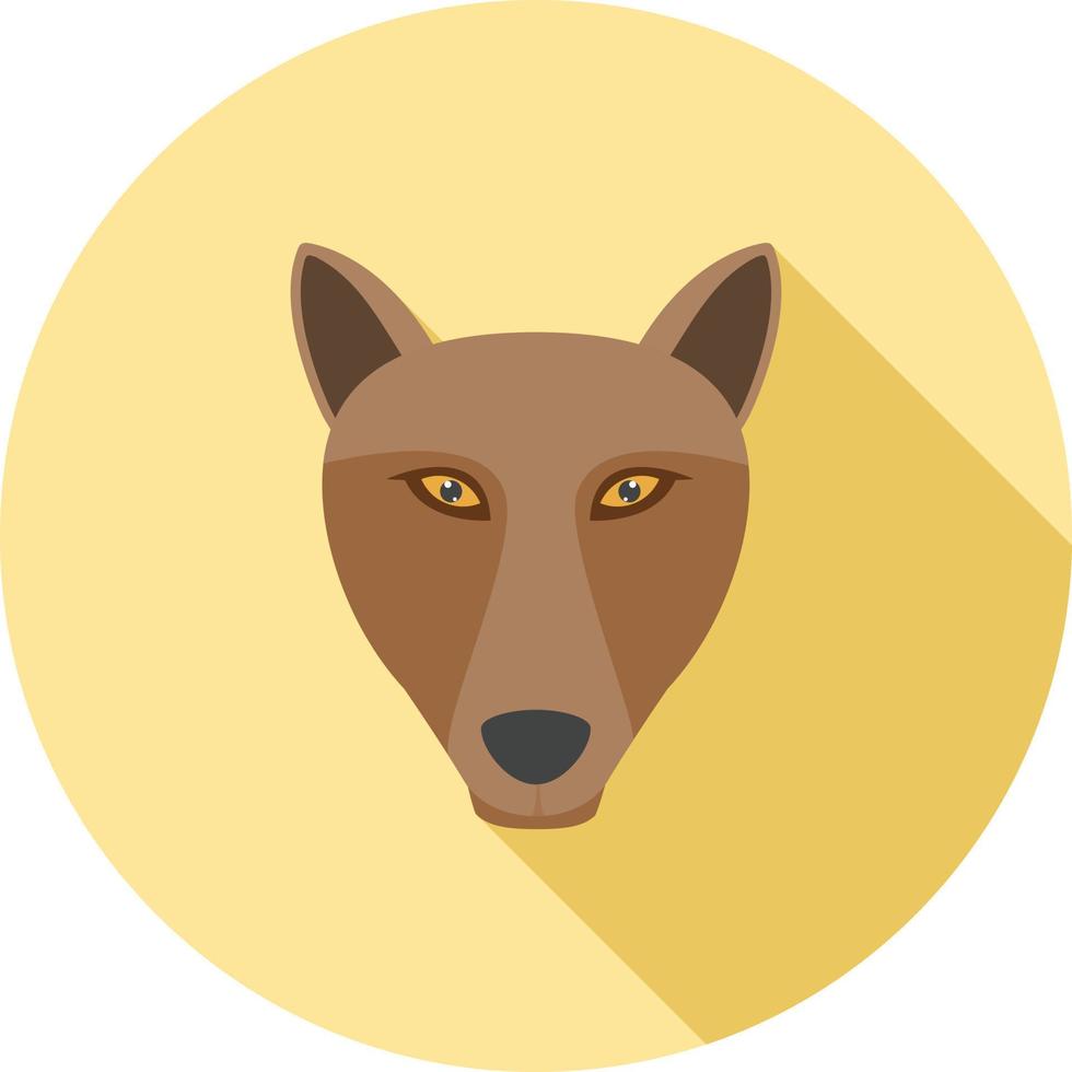 ícone de sombra longa plana de rosto de raposa vetor