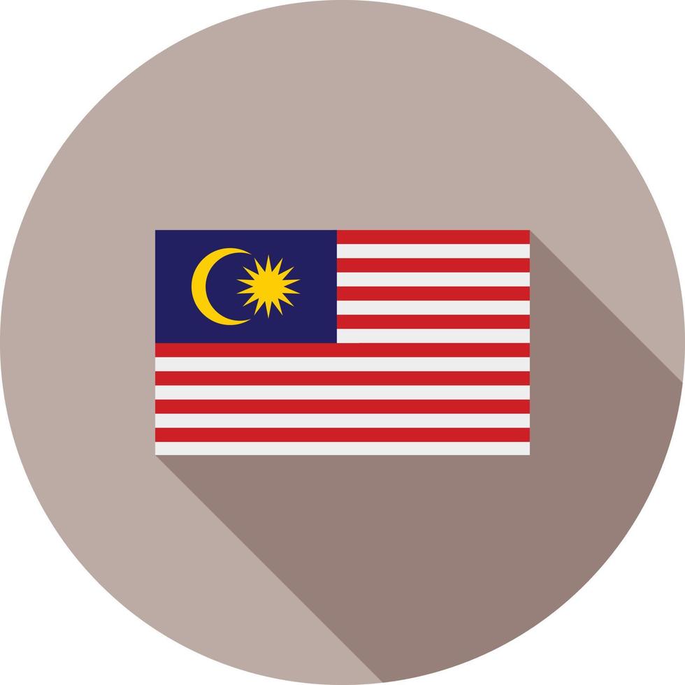 ícone de sombra longa plana da malásia vetor