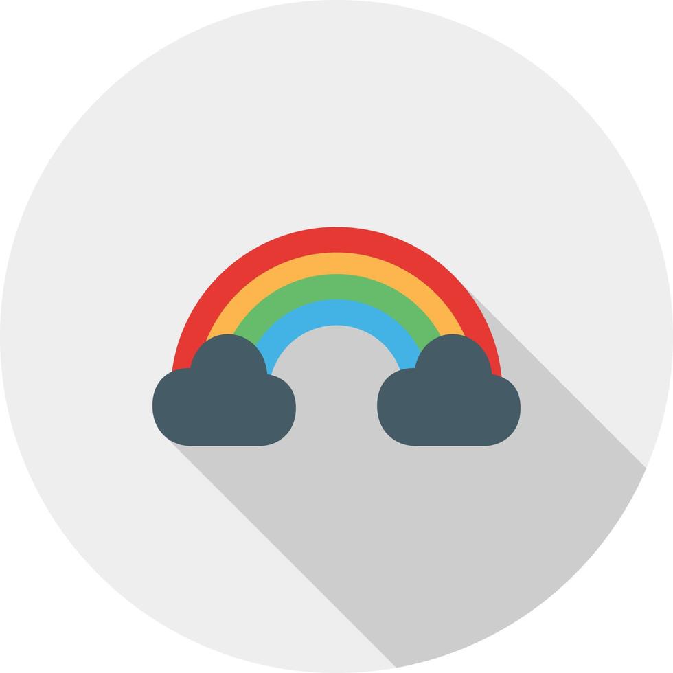 nublado com ícone de sombra longa plana de arco-íris vetor