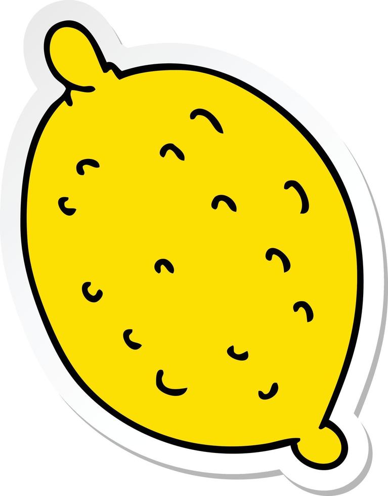 adesivo de um limão de desenho animado desenhado à mão peculiar vetor