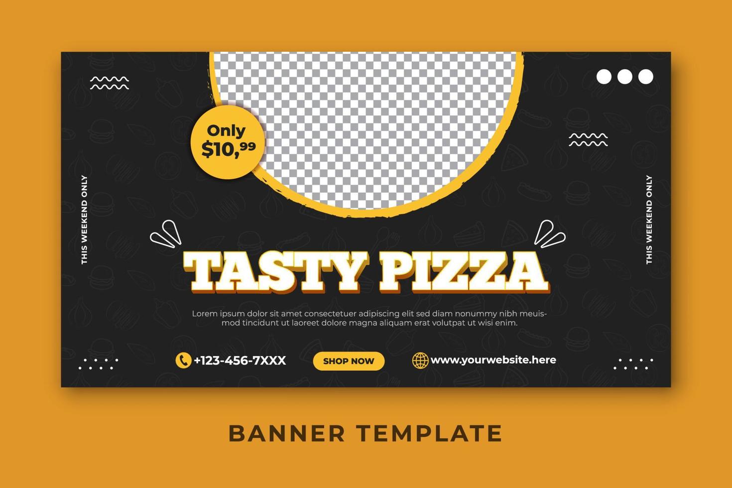 modelo de banner de comida de pizza saborosa vetor