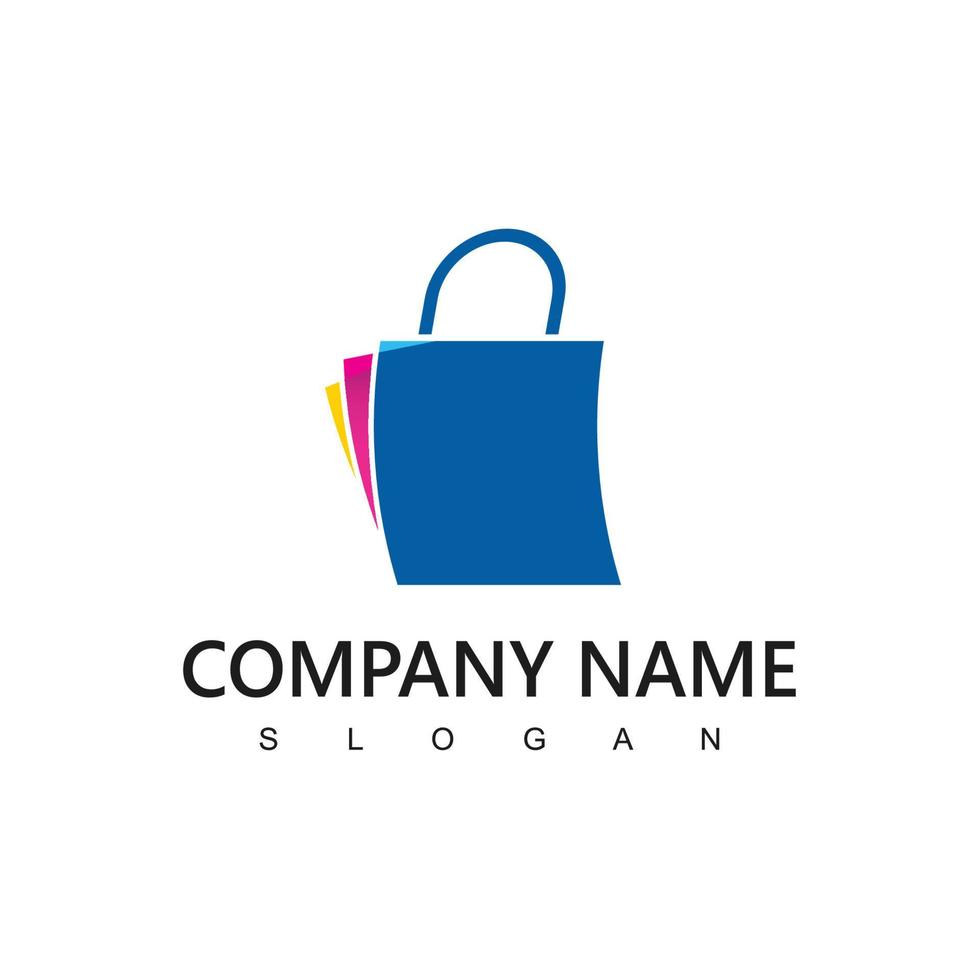 modelo de design de logotipo de loja online. desenho vetorial de sacola de compras. símbolo do mercado digital vetor