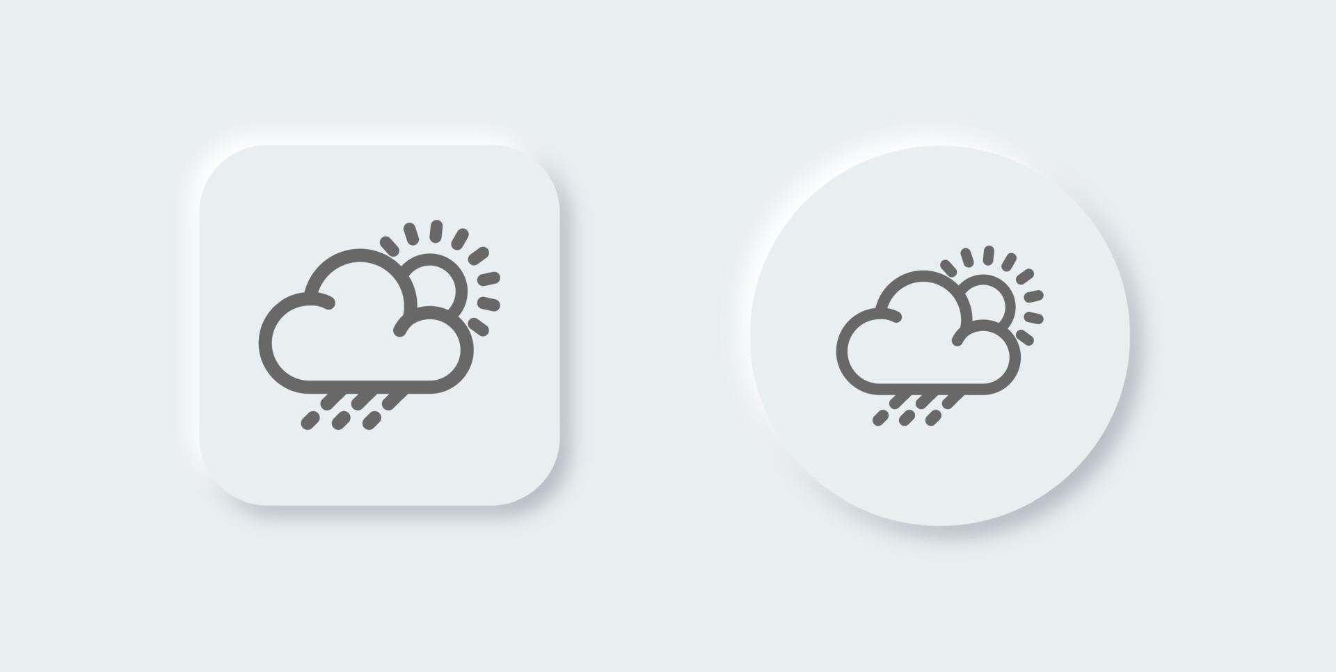 ícone de linha do tempo no estilo de design neomórfico. ilustração vetorial de sinais de nuvem chuvosa. vetor