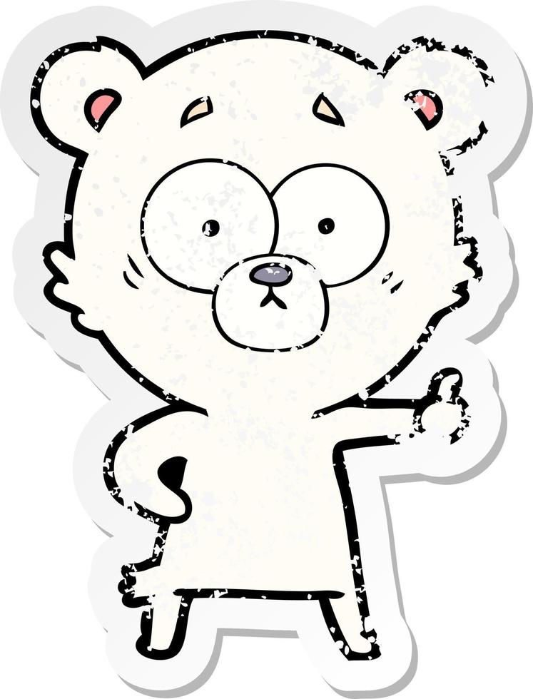 vinheta angustiada de um desenho animado de urso polar nervoso vetor