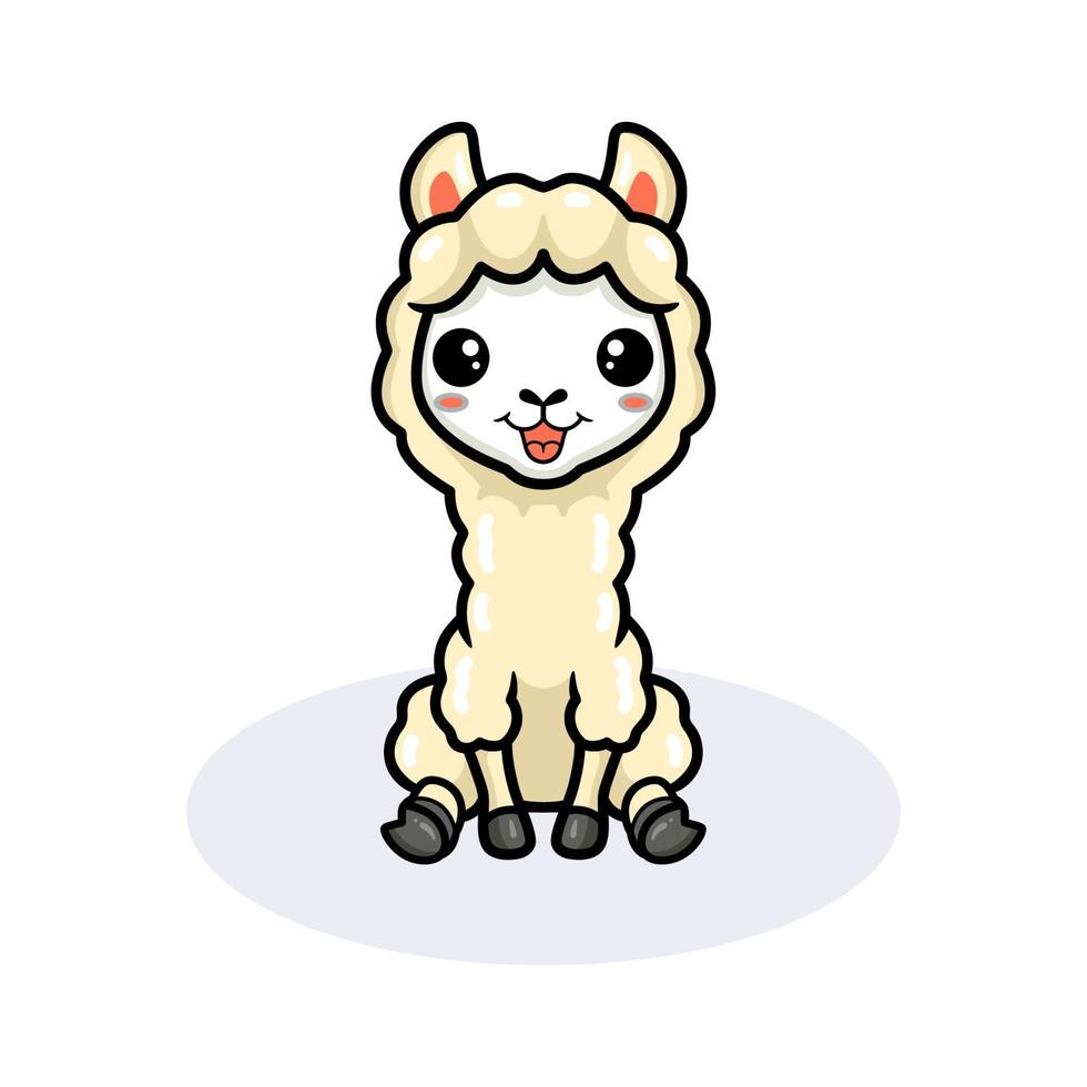 bonito desenho de alpaca sentado vetor