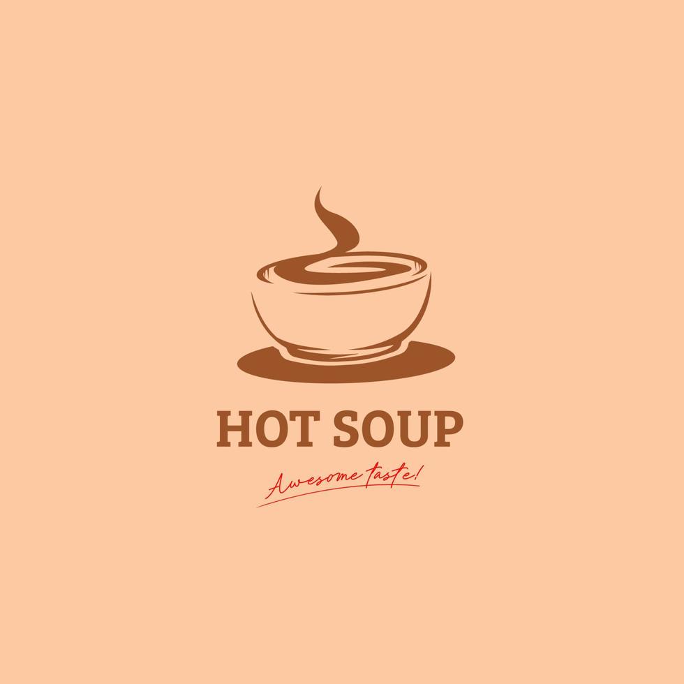 sopa quente na tigela logotipo ícone gráfico símbolo ilustração vintage estilo vetor
