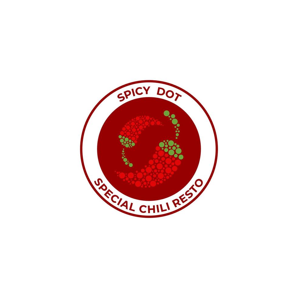 carimbo de distintivo de símbolo de ícone de logotipo de ponto de pimenta picante para restaurante especial de pimenta ou empresa de alimentos vetor