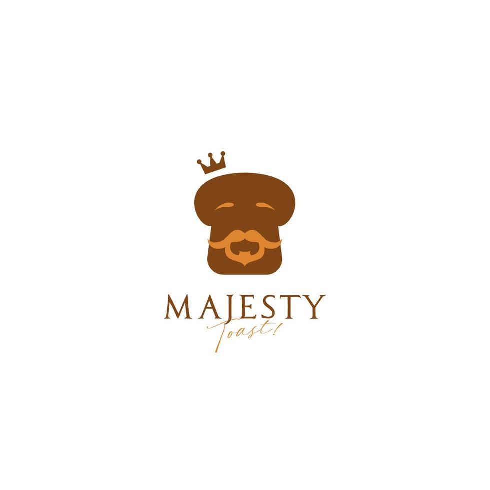 rei majestade pão torrada pão logotipo ícone símbolo com velho sábio barbudo ilustração de pão rei mascote vetor