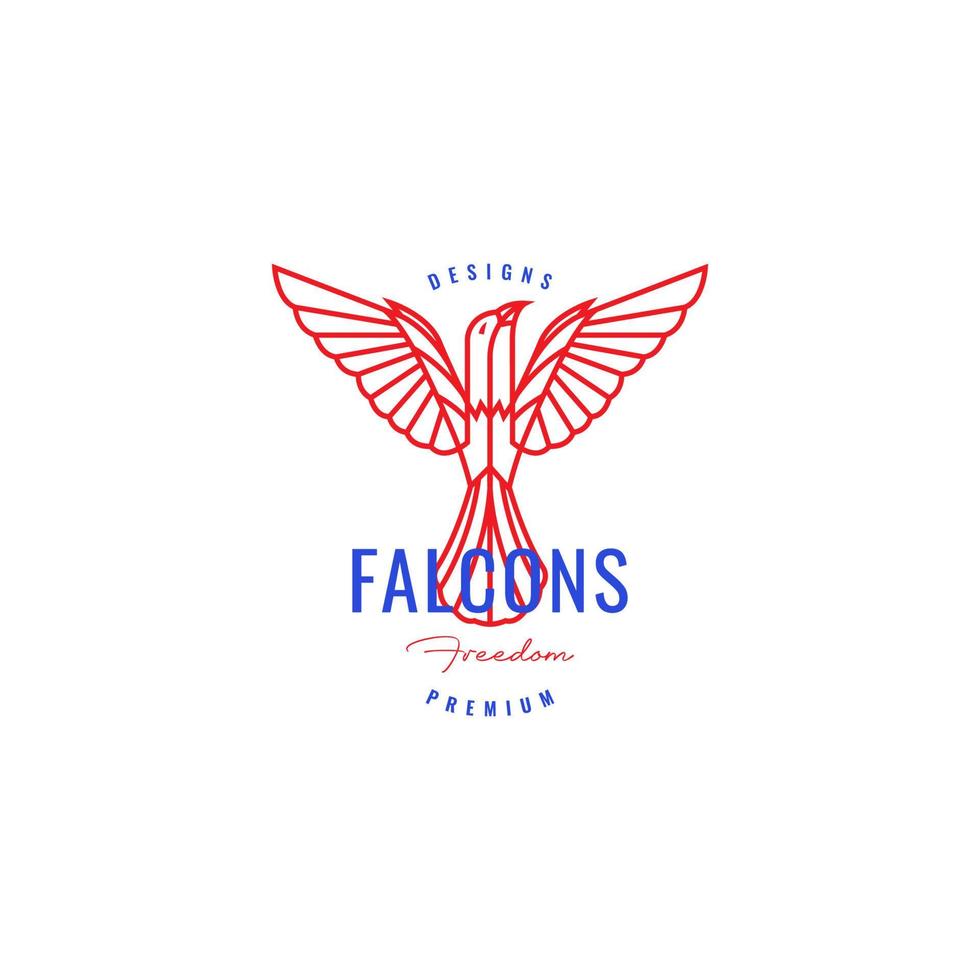 design de logotipo de falcão de pássaro hipster colorido vetor