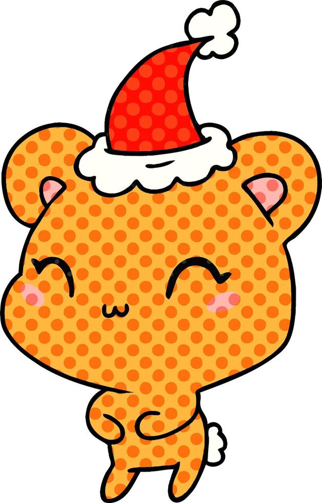 desenho de natal do urso kawaii vetor