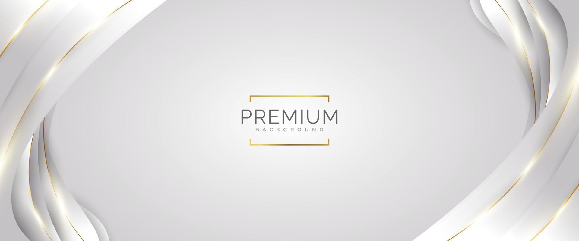 fundo branco e dourado de luxo com linhas douradas e estilo de corte de papel. fundo cinza e dourado premium para prêmio, indicação, cerimônia, convite formal ou design de certificado vetor