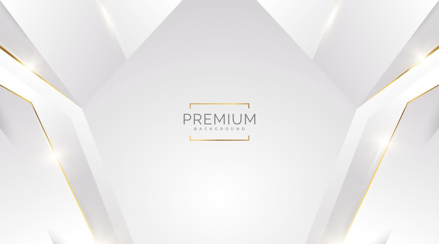 fundo branco e dourado de luxo com linhas douradas e estilo de corte de papel. fundo cinza e dourado premium para prêmio, indicação, cerimônia, convite formal ou design de certificado vetor