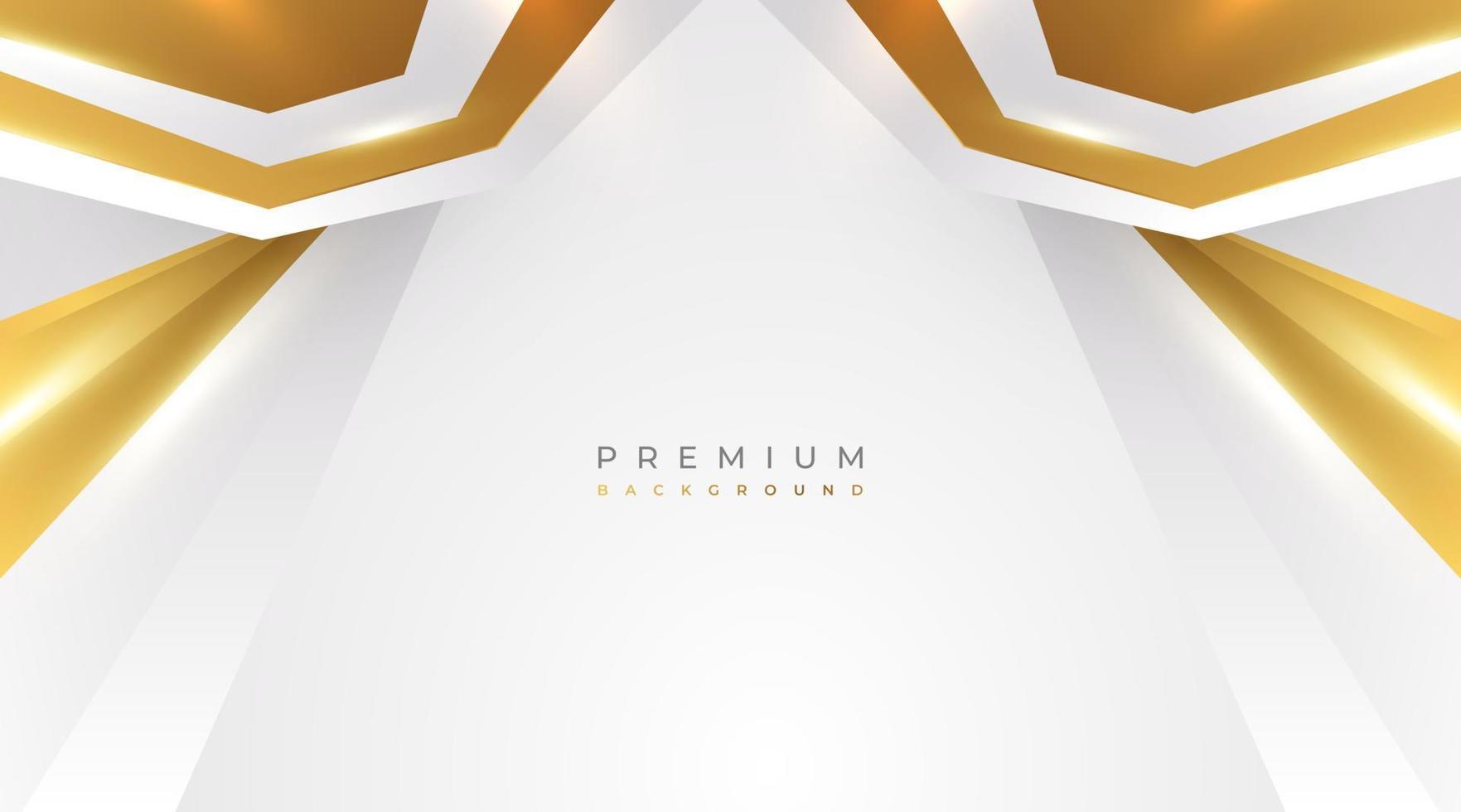 fundo branco e dourado de luxo com linhas douradas e estilo de corte de papel. fundo cinza e dourado premium para prêmio, indicação, cerimônia, convite formal ou design de certificado vetor