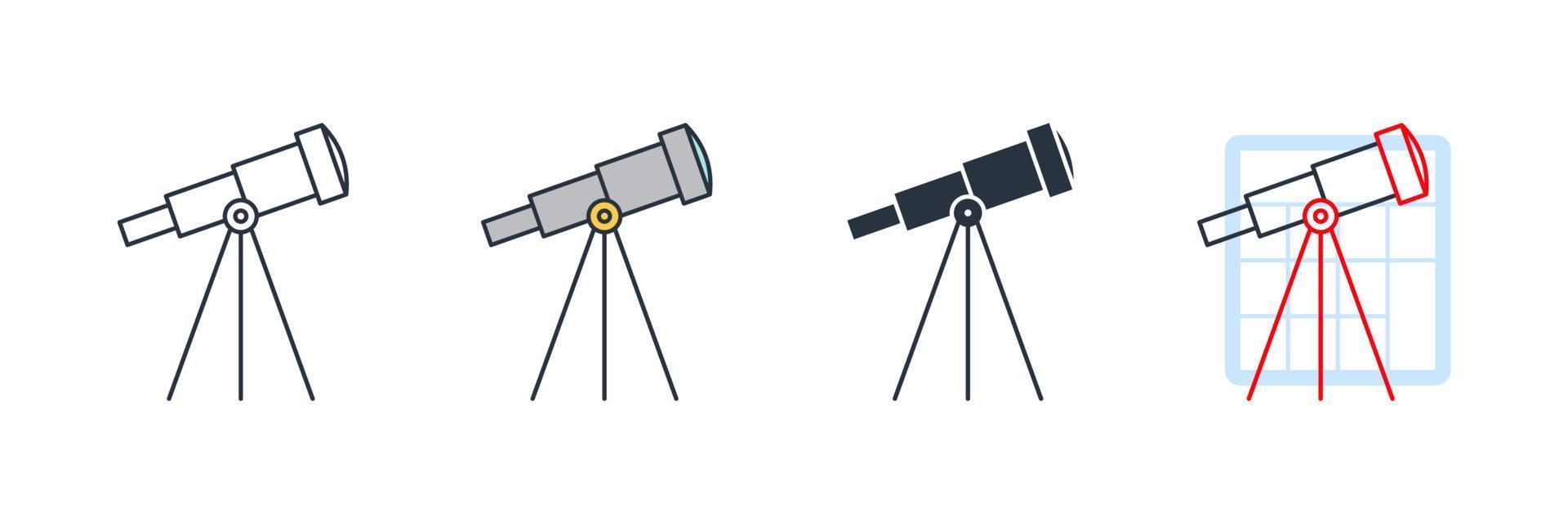 ilustração em vetor astronomia ícone logotipo. modelo de símbolo de telescópio para coleção de design gráfico e web
