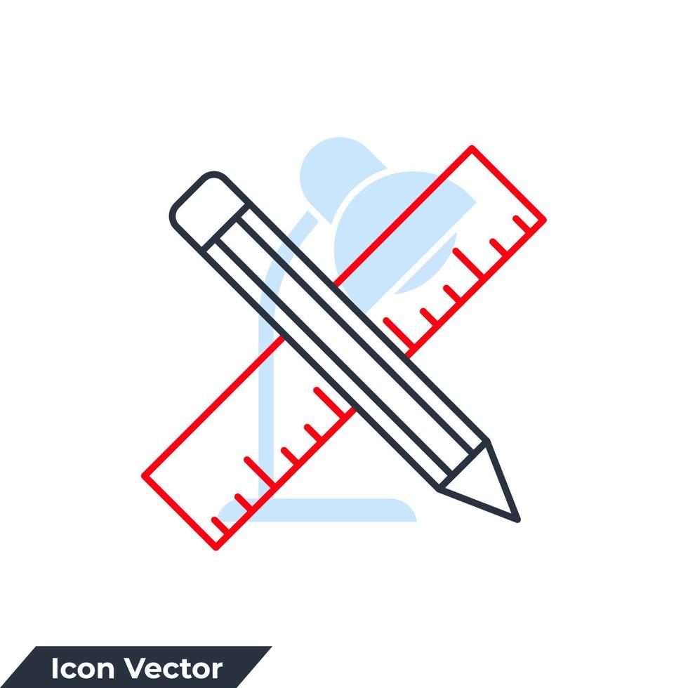 régua e lápis ícone logotipo ilustração vetorial. modelo de símbolo de lápis e régua para coleção de design gráfico e web vetor