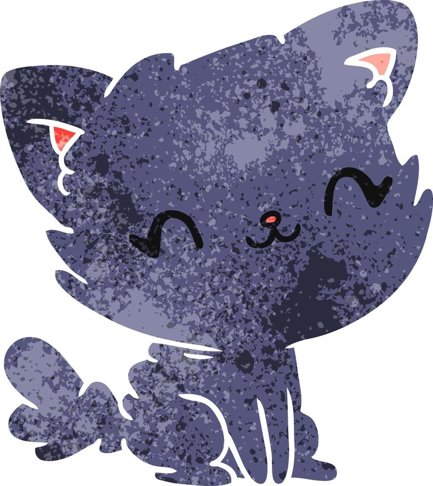 gato fofo kawaii bonito dos desenhos animados retrô vetor