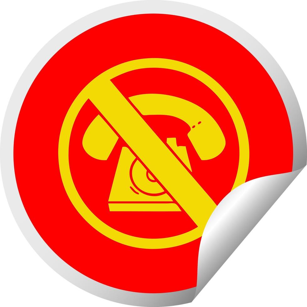 desenho de adesivo de descascamento circular sem sinal de telefone permitido vetor
