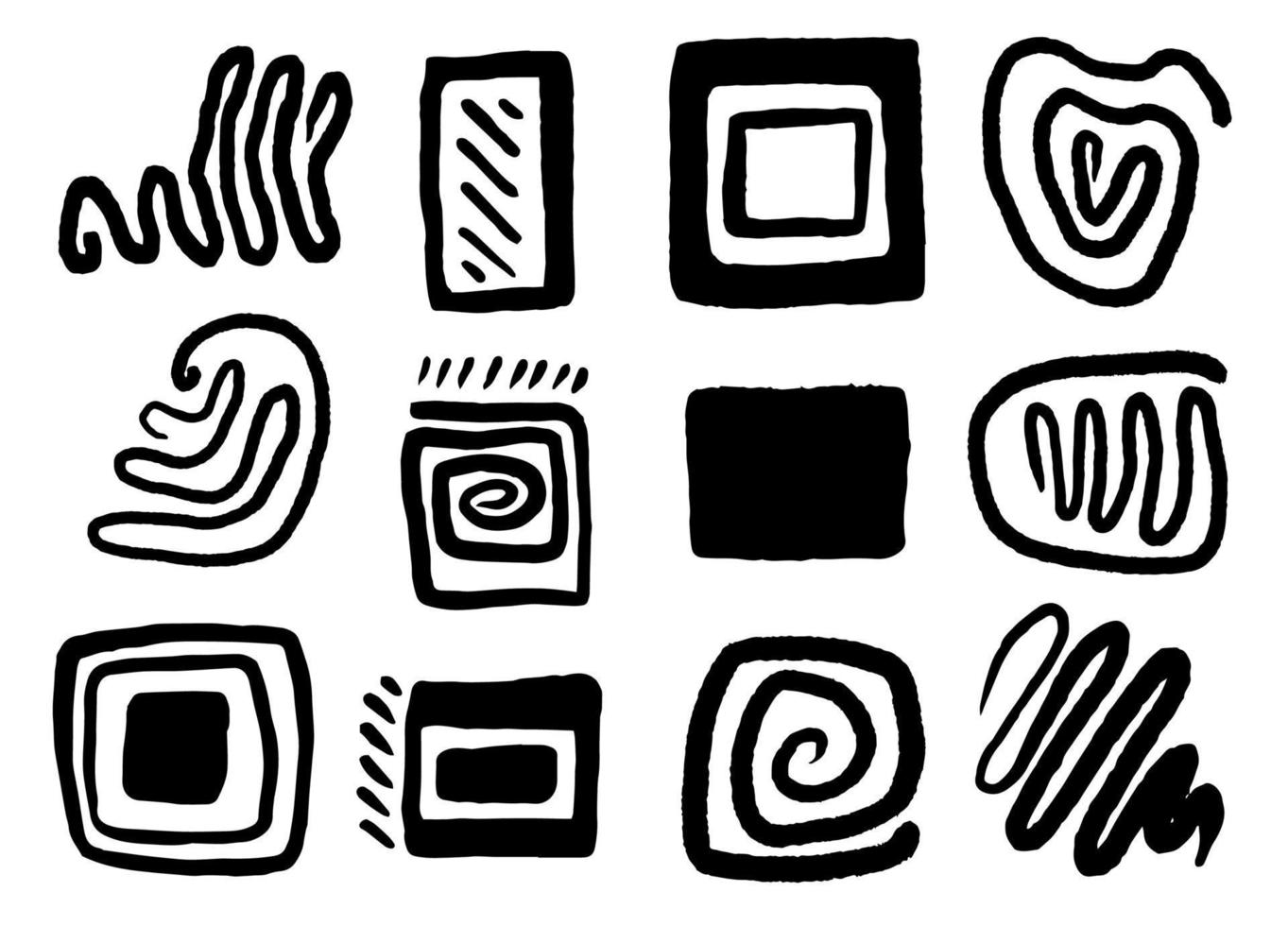 conjunto de símbolos antigos desenhados em estilo doodle vetor