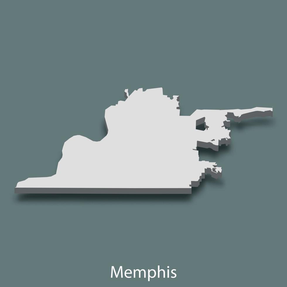o mapa 3d isométrico de memphis é uma cidade dos estados unidos vetor