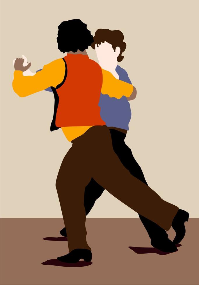 ilustração vetorial isolada de dois homens dançando tango. vetor