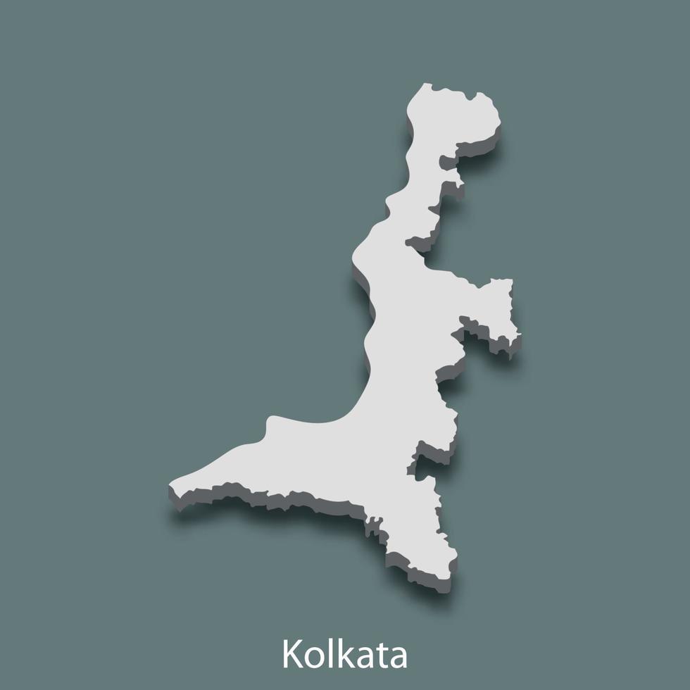 3d mapa isométrico de kolkata é uma cidade da índia vetor