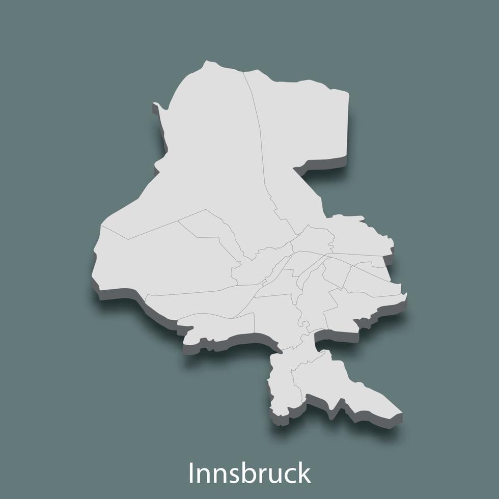 3d mapa isométrico de innsbruck é uma cidade da áustria vetor