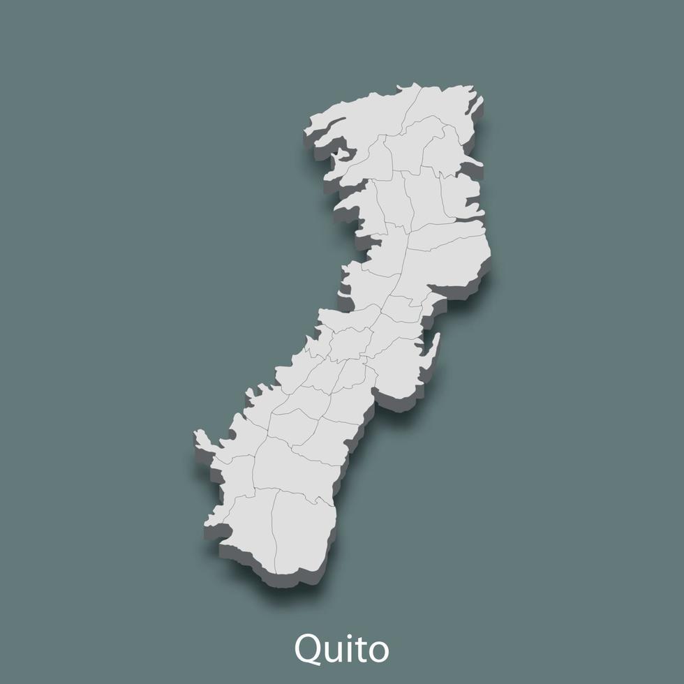 3d mapa isométrico de quito é uma cidade do equador, vetor