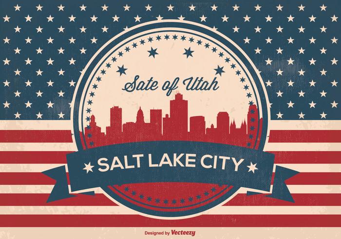 Ilustração retro da skyline de Salt Lake City vetor