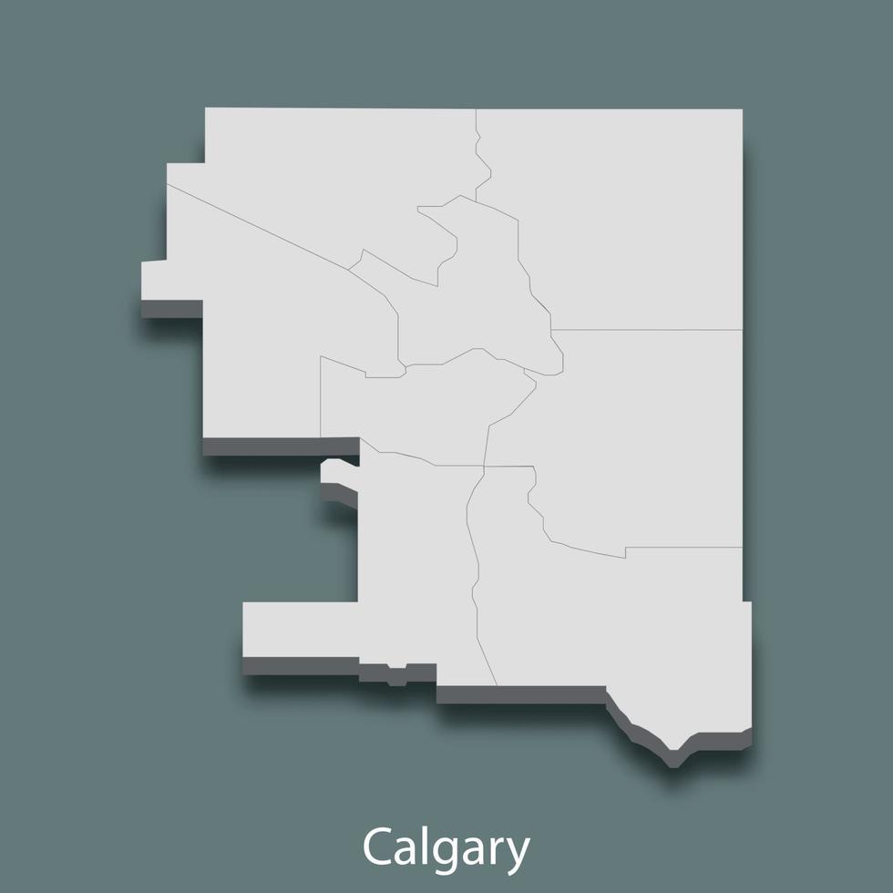 3d mapa isométrico de calgary é uma cidade do canadá vetor