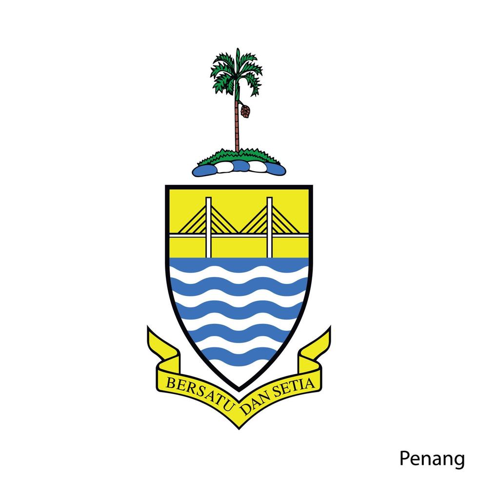 brasão de armas de penang é uma região da Malásia. emblema vetorial vetor