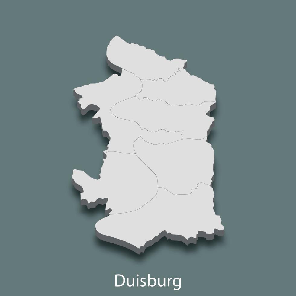 3d mapa isométrico de duisburg é uma cidade da alemanha vetor