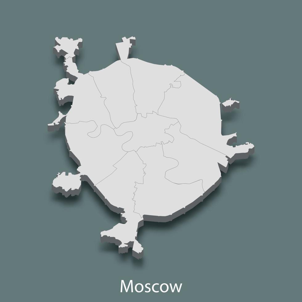 3d mapa isométrico de moscou é uma cidade da rússia vetor
