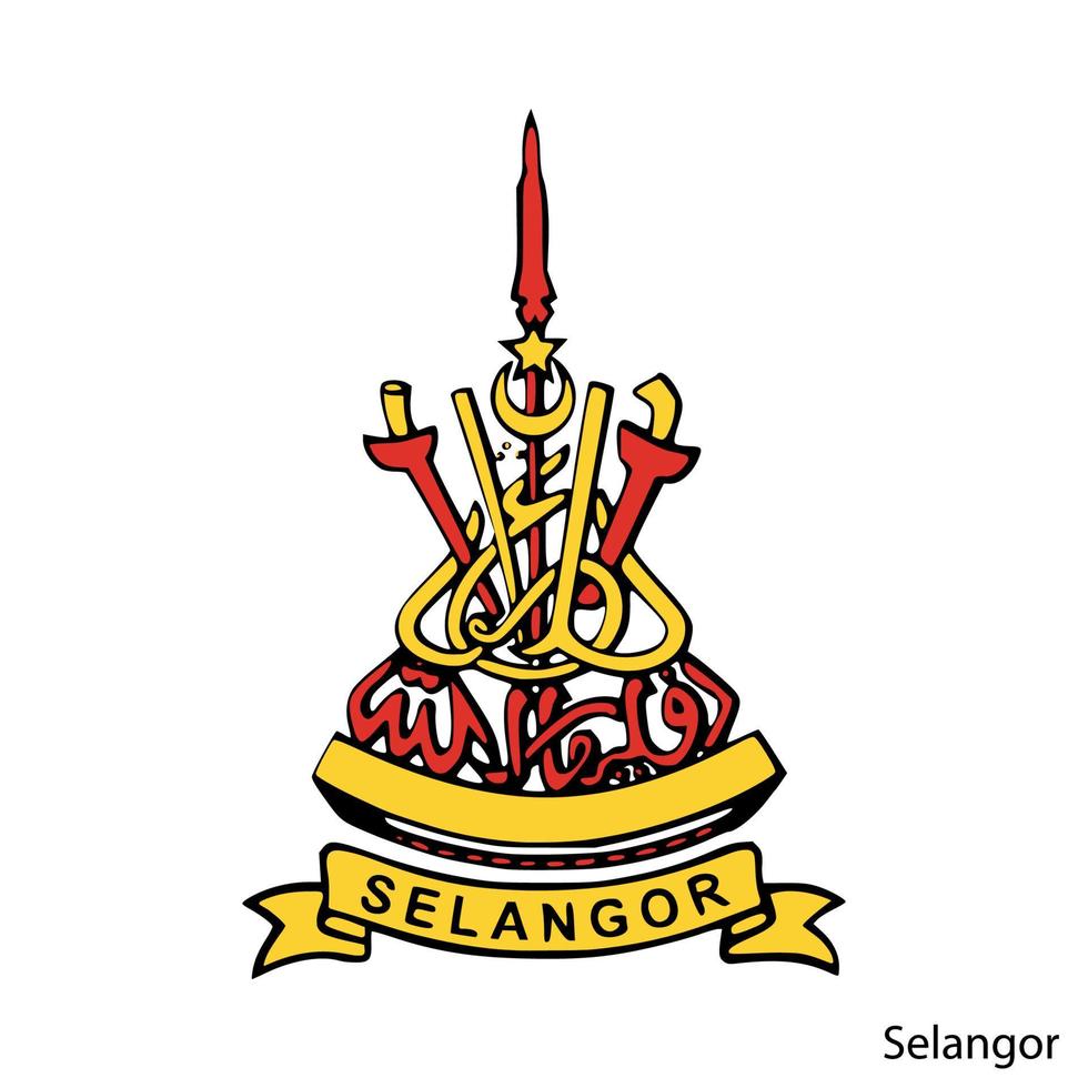 brasão de armas de selangor é uma região da Malásia. emblema vetorial vetor